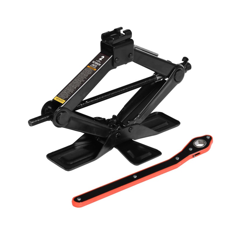 Big RED Wide Base Cross Car Scissor Jack Steel Portable Quick Lift Tire Jacks Include Ratchet Wrench for Car Truck Sedans and MPV 2 Ton 4409 lbs Capacity Black - Image 2