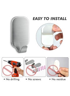 erorex Adhesive Wall Hooks For Hanging Wall Hangers Stick On Shower Home Bathroom Kitchen Door Ideal For Robes Umbrellas Clothes Bags Coats Stainless Steel Utility Wall Hooks 10Packs  - Image 3