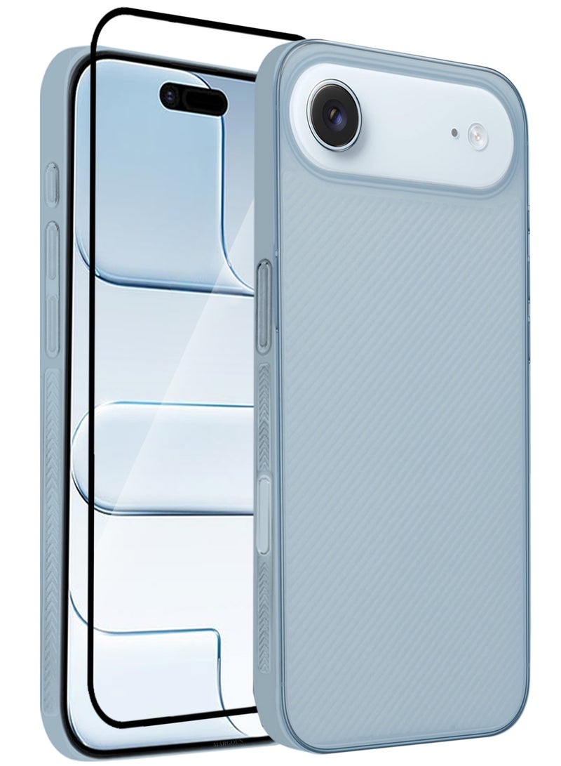 2 Packs Case Cover for iPhone 17 Air - Sturdy Durable Ultra-Thin Case - Air Skin Line Design Transparent Back Cover - Drop Protection Cover with 3D Screen Protector - Light Blue - Image 1