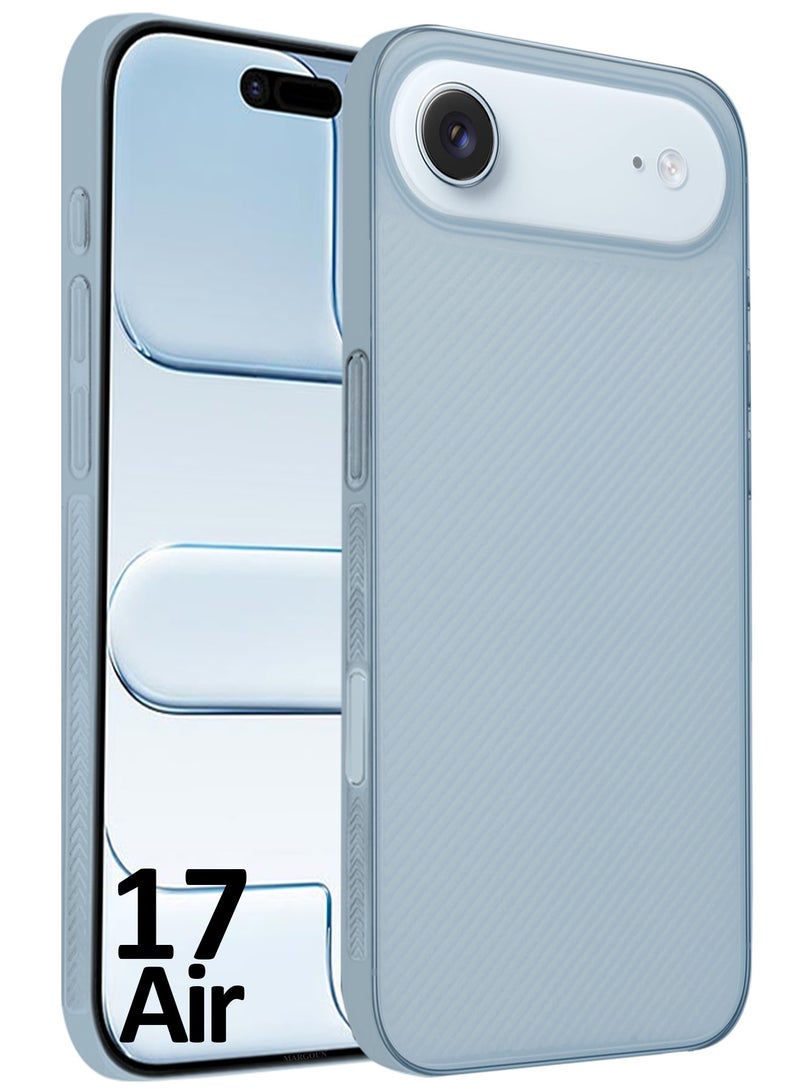 2 Packs Case Cover for iPhone 17 Air - Sturdy Durable Ultra-Thin Case - Air Skin Line Design Transparent Back Cover - Drop Protection Cover with 3D Screen Protector - Light Blue - Image 3
