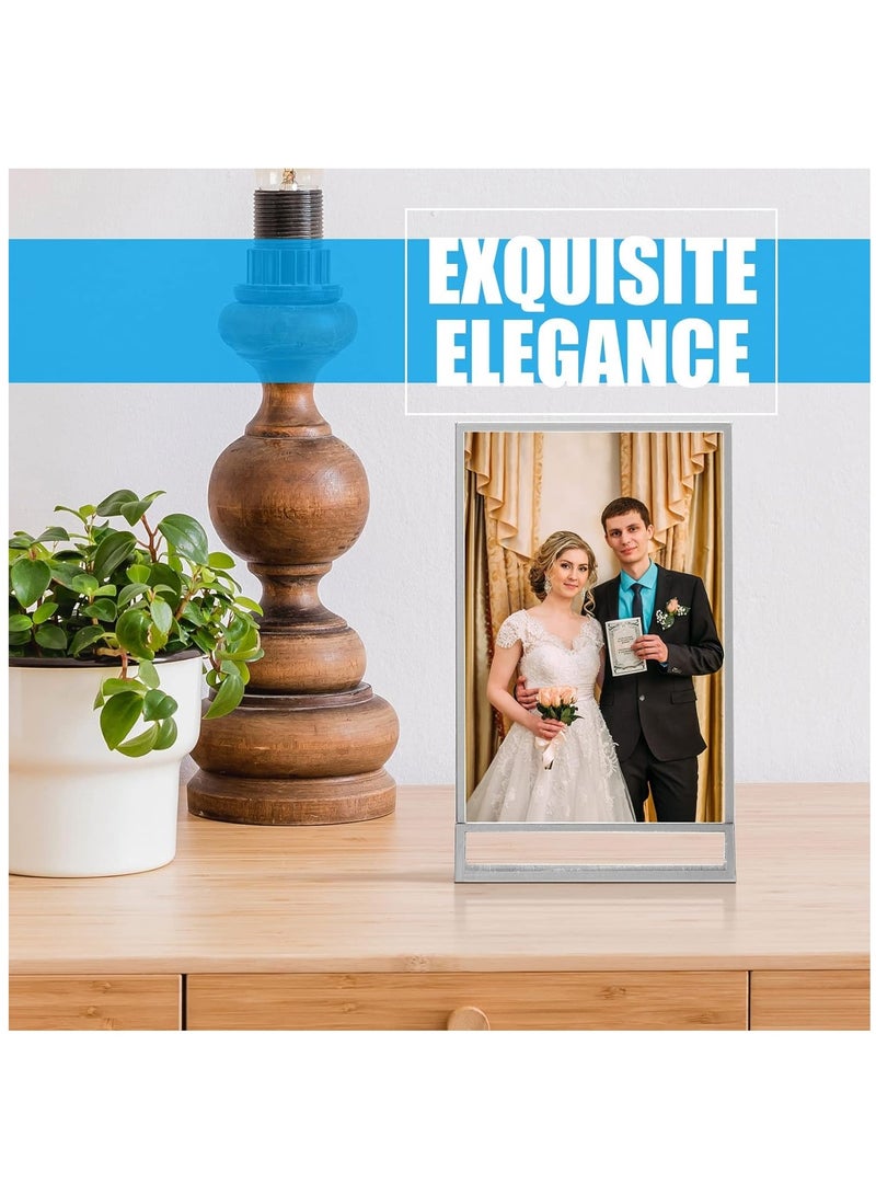 6-Pack Clear Acrylic Sign Holders with Silver Edges, Double-Sided Vertical Stands for Table Numbers, Restaurant Signs, Photos, and Art Displays - Perfect for Weddings and Events. - Image 5