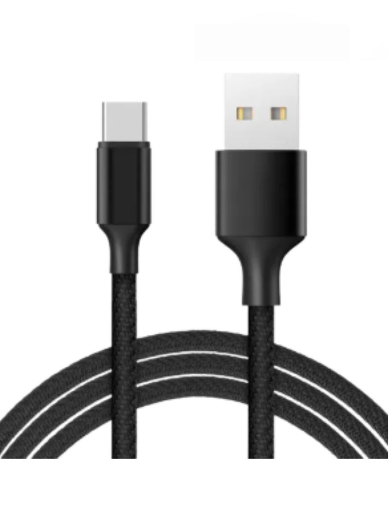PowerMax Powermax USB-C to USB-A Data Cable, Premium Braided, 1200mm, Black – Compatible with Samsung Galaxy, Laptops, Nintendo Switch, Huawei MateBook X Pro, iPad Mini 6, and more. - Image 1