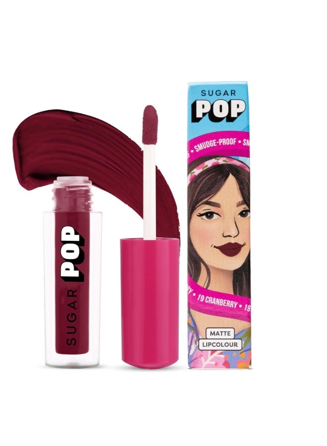 SUGAR POP Matte Lipstick | Smudge-Proof | Vitamin E | Long Lasting 8 Hrs | Lip Colour For Women | 1.6 ml - 19 Cranberry - Image 1