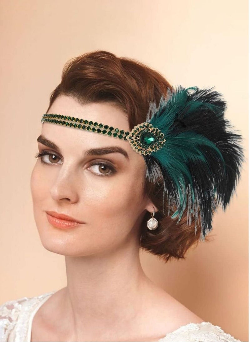1920s Flapper Headband Green Great Gatsby Headpiece Crystal Vintage Festival Hair Accessories for Women Accessories  for Women for Art Decor Pageant Themed Party - Image 3