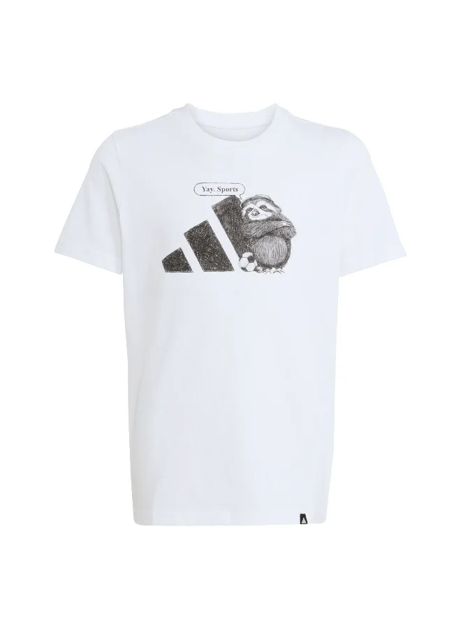 Adidas Adidas J Yay Sport T White Graphic Tee (Short Sleeve) T-Shirts For Kids