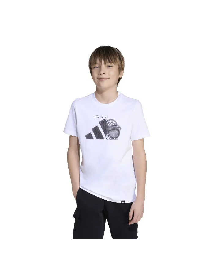 Adidas Adidas J Yay Sport T White Graphic Tee (Short Sleeve) T-Shirts For Kids