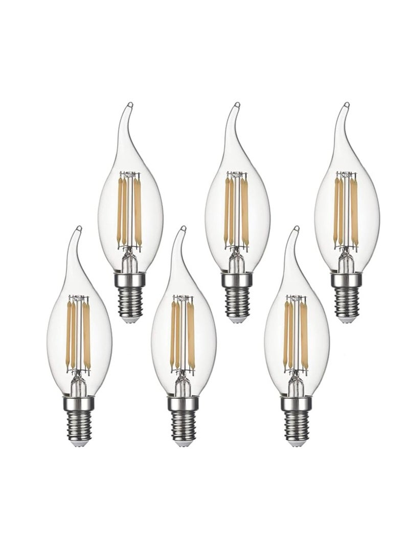 ESNCO E14 LED Bulbs Candle Vintage Filament Led Light Bulbs,CA35 Small Screw Flame No Flicker Edison Screw LED Bulbs - 4W (40W Equivalent) 420LM Warm White 2700K,Non-dimmable 6 Packs - Image 1