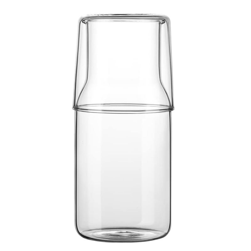 ZILJJ Bedside Water Carafe Set with Tumbler Glass Set for Bedroom Nightstand, Glass Mouthwash Bottle for Bathroom,Household Glass Juice Water Pitcher,Cold Water Bottle with Cup Set,17.5 oz/500ml (Clear) - Image 1