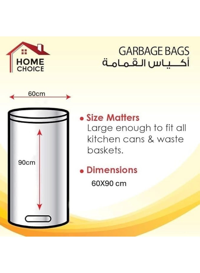 HOME CHOICE 30 Gallons, Pack of 20-Pieces, Size 60*90 cm, Drawstring Garbage Bags Rolls, Bio-Degradable, Bin Liners with Ribbon Neck Tie, Trash Bags  - Image 2