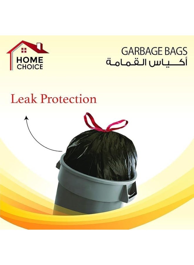 HOME CHOICE 30 Gallons, Pack of 20-Pieces, Size 60*90 cm, Drawstring Garbage Bags Rolls, Bio-Degradable, Bin Liners with Ribbon Neck Tie, Trash Bags  - Image 3