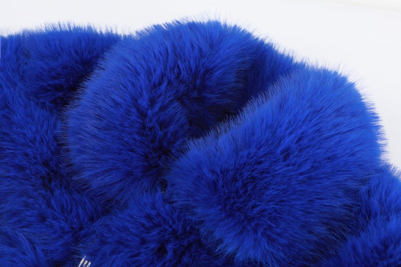 loveimgs Women Fluffy Faux Fur Coat Cropped Jacket Puffer Jacket Zip Up Winter Warm Fuzzy Teddy Jacket (X-Large,Royal blue) - Image 2