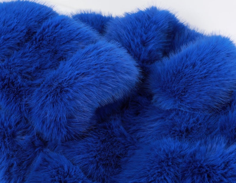 loveimgs Women Fluffy Faux Fur Coat Cropped Jacket Puffer Jacket Zip Up Winter Warm Fuzzy Teddy Jacket (X-Large,Royal blue) - Image 3