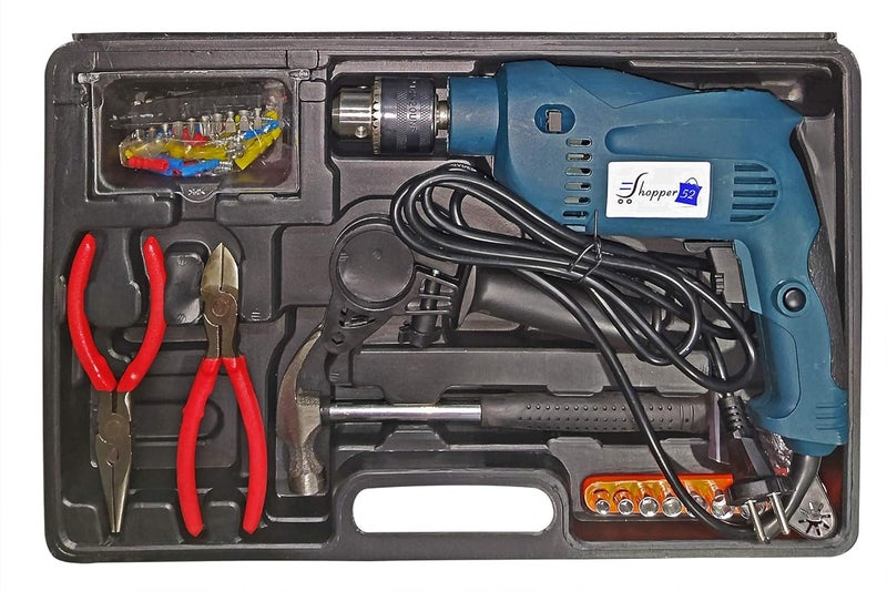 Shopper52 13mm 750 Watt Heavy Duty Powerful Electric Drill Machine Tool Kit for Home or Office with Reversible Function and 101 Accessories with Tool Box DRLTOOLSETN1 - Image 2