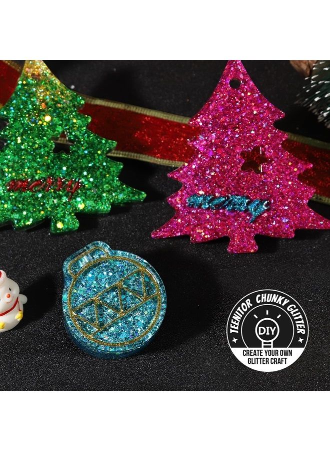 Teenitor Festival Chunky and Fine Glitter Mix, Teenitor 32 Colors Chunky Sequins & Fine Glitter Powder Mix, Iridescent Glitter Flakes, Cosmetic Face Body Eye Hair Nail Art Resin Tumbler Glitter Loose Glitter - Image 5