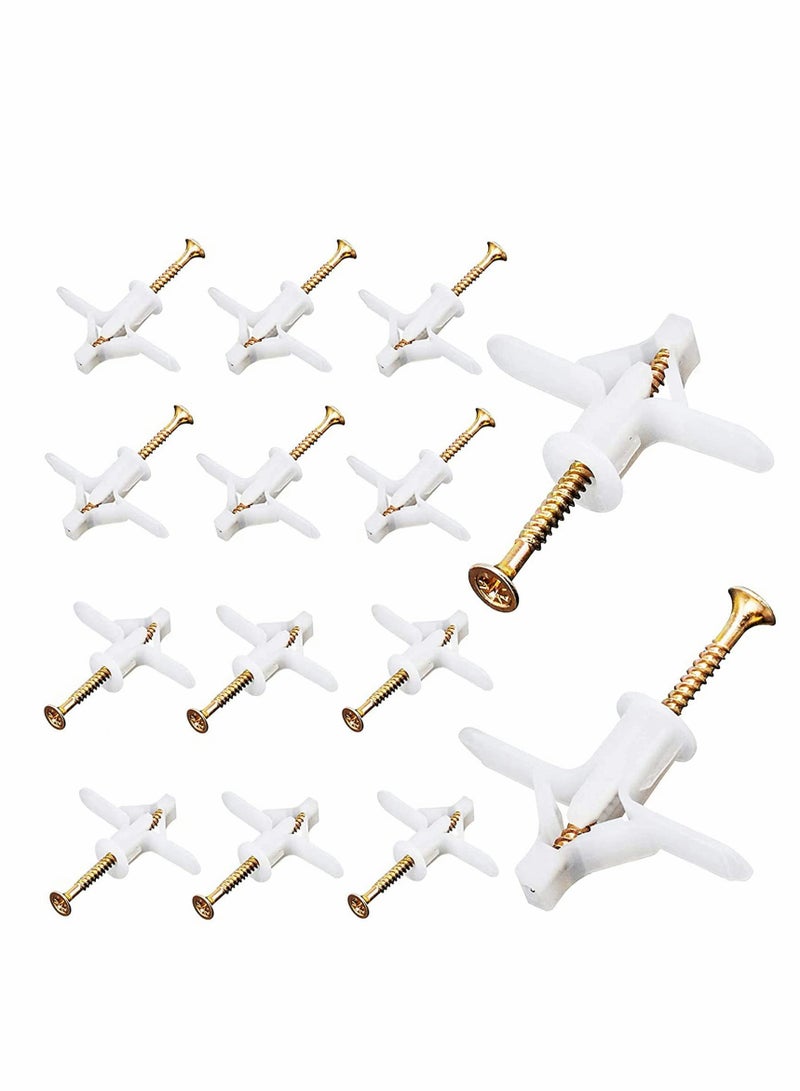 Excefore Plugs and Screws for Plasterboard Wall, 50 Pcs Wall Fixing Plastic Expansion Plug Set - Image 1