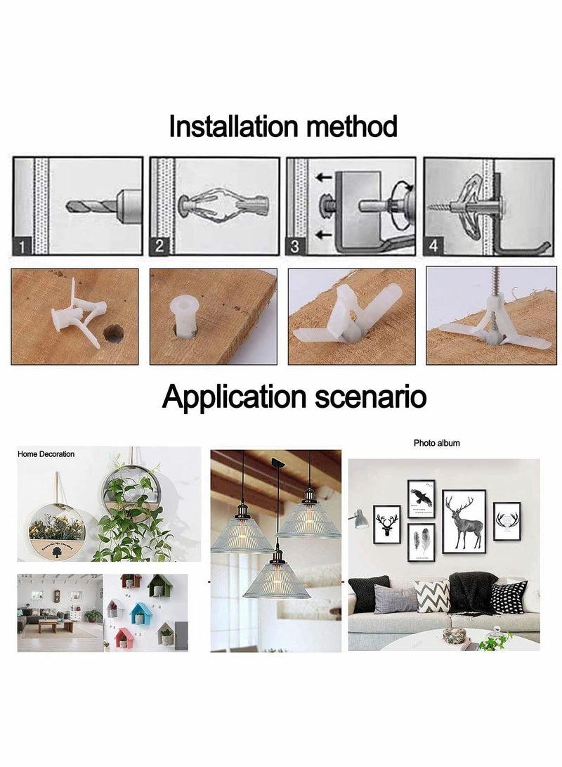 Excefore Plugs and Screws for Plasterboard Wall, 50 Pcs Wall Fixing Plastic Expansion Plug Set - Image 5