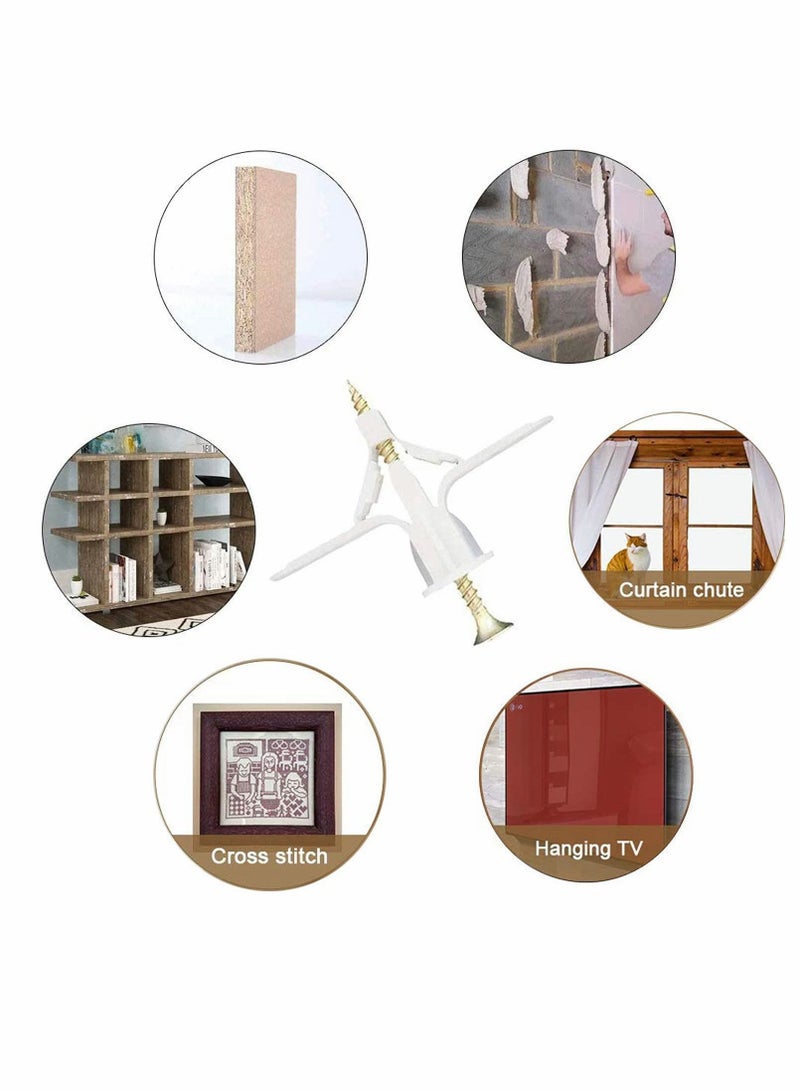 Excefore Plugs and Screws for Plasterboard Wall, 50 Pcs Wall Fixing Plastic Expansion Plug Set - Image 3