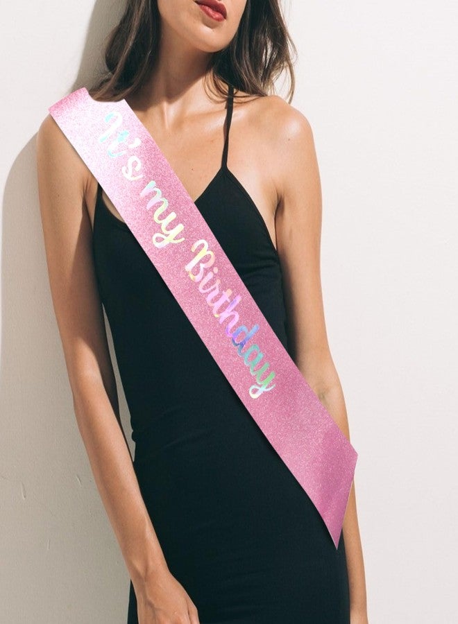 ACO-UINT Pink Birthday Crown for Women, Birth Day Headband Sash Tiara, Birthday Girl Crown Queen Tiara Decorations Birth Day Gifts - Image 4