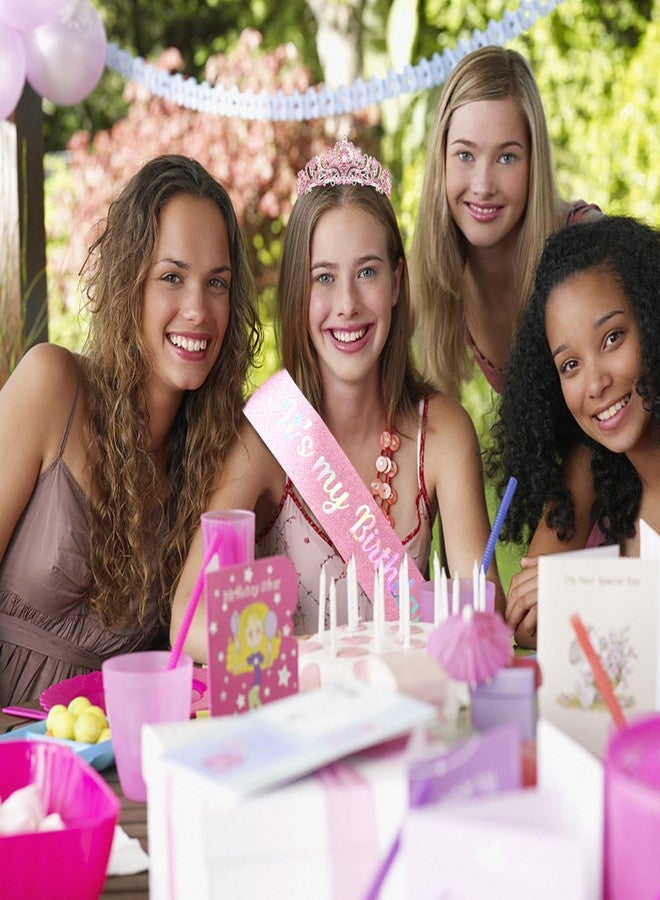 ACO-UINT Pink Birthday Crown for Women, Birth Day Headband Sash Tiara, Birthday Girl Crown Queen Tiara Decorations Birth Day Gifts - Image 5