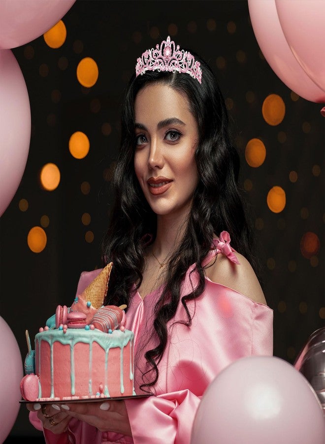 ACO-UINT Pink Birthday Crown for Women, Birth Day Headband Sash Tiara, Birthday Girl Crown Queen Tiara Decorations Birth Day Gifts - Image 3