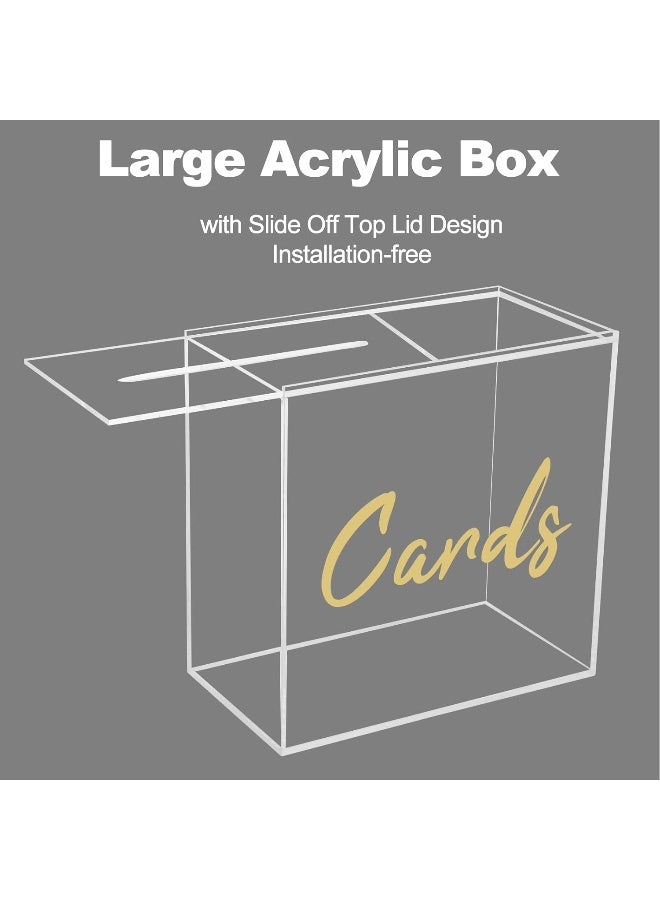 TPGP Acrylic Wedding Card Box with Card Sign, Clear Card Box for Wedding Reception, Wedding Envelope Box Money Gift Card Box Holder for Party Graduation Wishing Well Birthday Baby Shower - Image 5