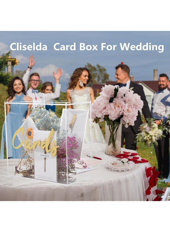 TPGP Acrylic Wedding Card Box with Card Sign, Clear Card Box for Wedding Reception, Wedding Envelope Box Money Gift Card Box Holder for Party Graduation Wishing Well Birthday Baby Shower - Image 3