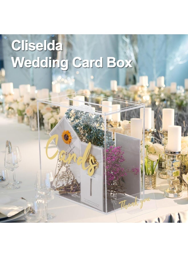TPGP Acrylic Wedding Card Box with Card Sign, Clear Card Box for Wedding Reception, Wedding Envelope Box Money Gift Card Box Holder for Party Graduation Wishing Well Birthday Baby Shower - Image 2