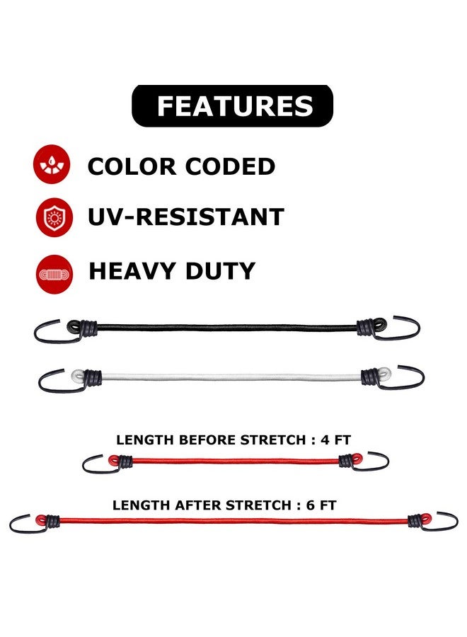 AQBAH High Strength Elastic Bungee/Shock Cord Luggage Tying Rope with Hooks 4ft (Color May Vary) -Set of 6 - Image 5