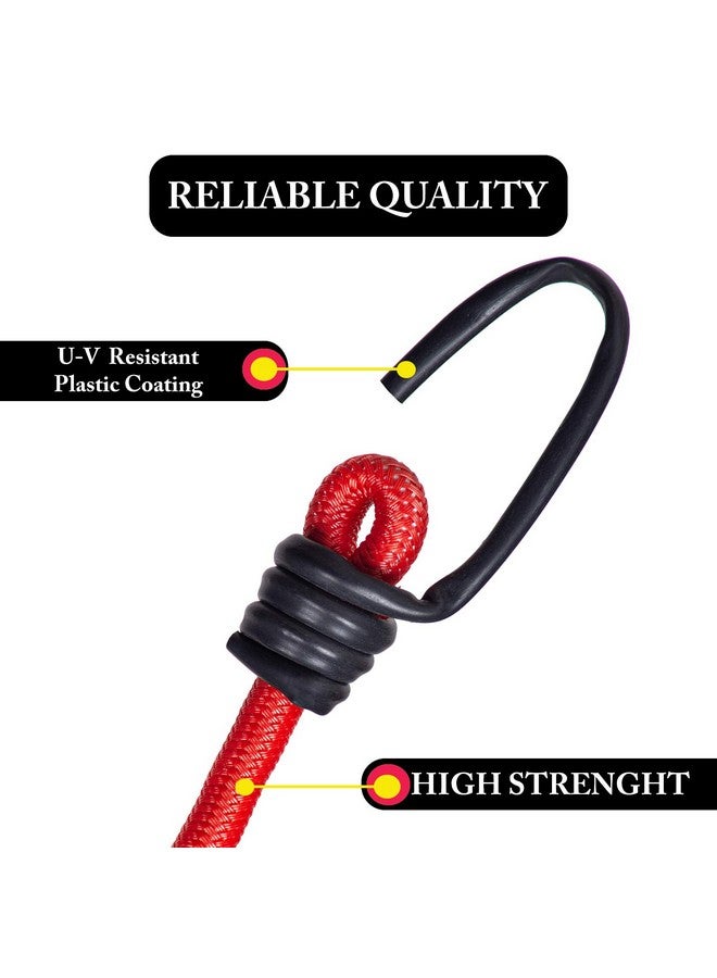 AQBAH High Strength Elastic Bungee/Shock Cord Luggage Tying Rope with Hooks 4ft (Color May Vary) -Set of 6 - Image 4