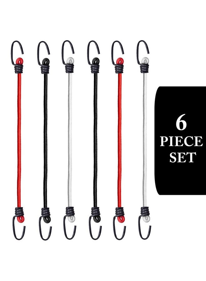 AQBAH High Strength Elastic Bungee/Shock Cord Luggage Tying Rope with Hooks 4ft (Color May Vary) -Set of 6 - Image 1