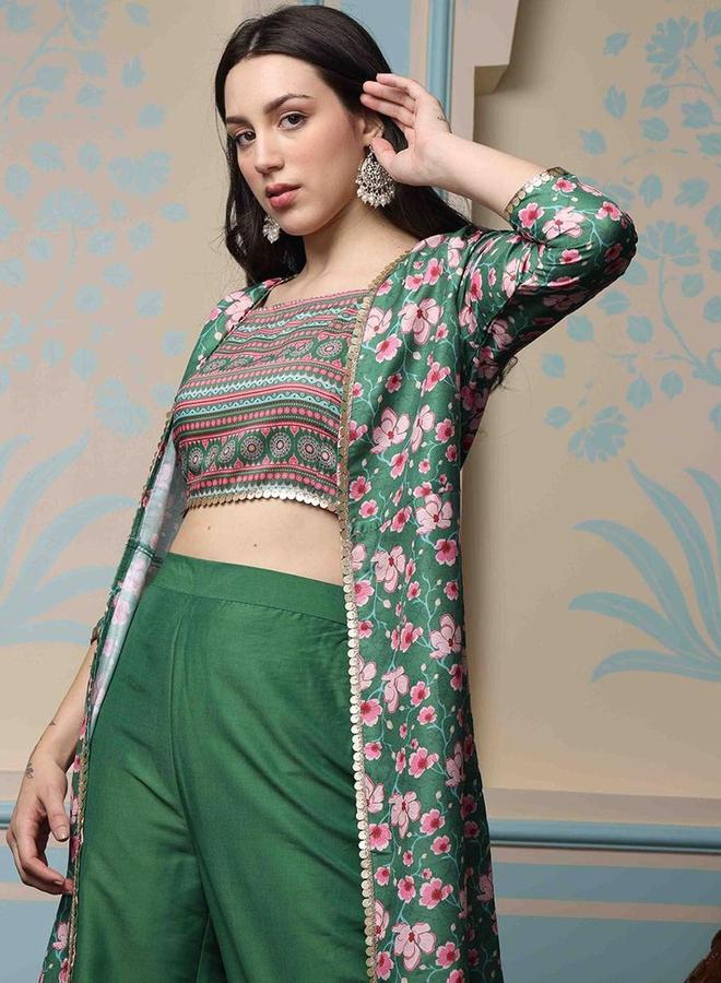 آي شين طقم إيشين مطبوع كروب توب وجاكيت مع بنطلون - Image 4