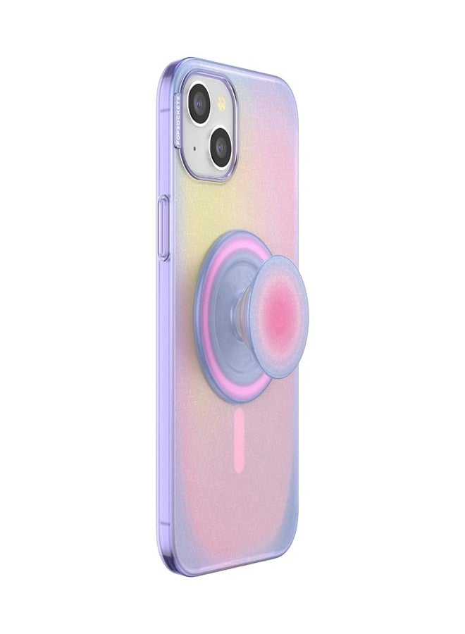 PopSockets iPhone 15 Plus Case with Round Phone Grip Compatible with MagSafe, Phone Case for iPhone 15 Plus, Wireless Charging Compatible - Aura - Image 1