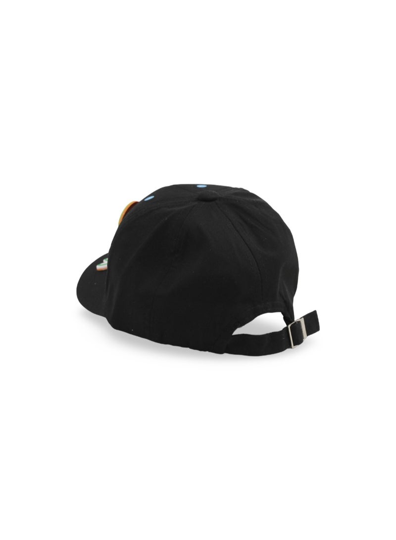 Fancy Unisex Cotton Cap –  Black with Frog Design - Image 2