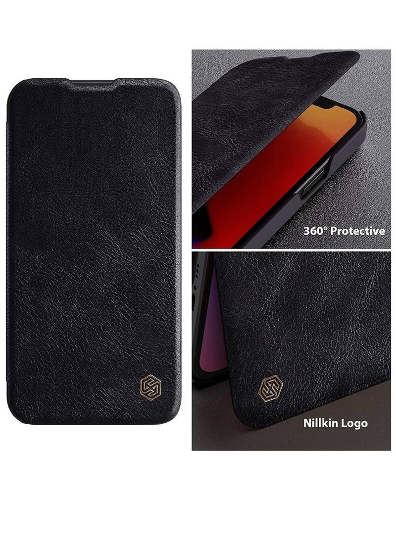 نيلكين محفظة جلد قلاب من Qin Pro مع حامل بطاقات وغطاء حماية كاميرا منزلق لهاتف iPhone 13 Pro Max أسود - Image 4
