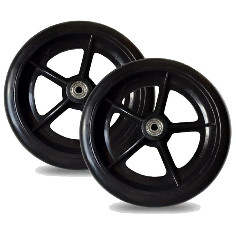 eOneAid 8 Inch Front Caster Wheel Replacement for Wheelchair – Solid PU Tire, Durable Bearing, Smooth Rolling, Universal Front Wheel for Manual & Transport Wheelchairs With Bearing (Pack of 2) - Image 1