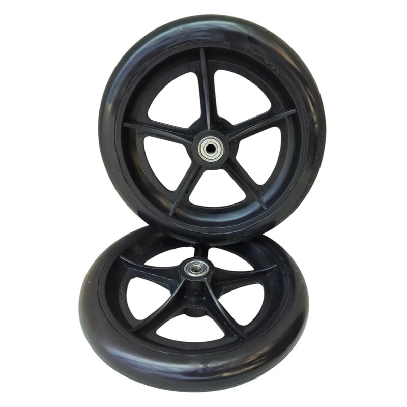 eOneAid 8 Inch Front Caster Wheel Replacement for Wheelchair – Solid PU Tire, Durable Bearing, Smooth Rolling, Universal Front Wheel for Manual & Transport Wheelchairs With Bearing (Pack of 2) - Image 2