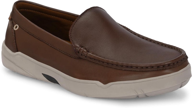 egoss Aspeerio Moonwalk Premium Genuine Leather Loafer Casual Shoes for Men (Brown-7)-MOONWALK-2 - Image 1