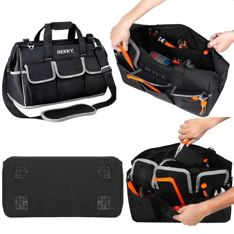 HENNY BAGS HENNY BAGS Heavy Duty Tool Bag 18Inch 16Pocket Premium Urban CORD Professional Storage Organizer Large Zipper Strong Electrician Technician Industrial Multipurpose Tool Bag 750 days warranty  - Image 3