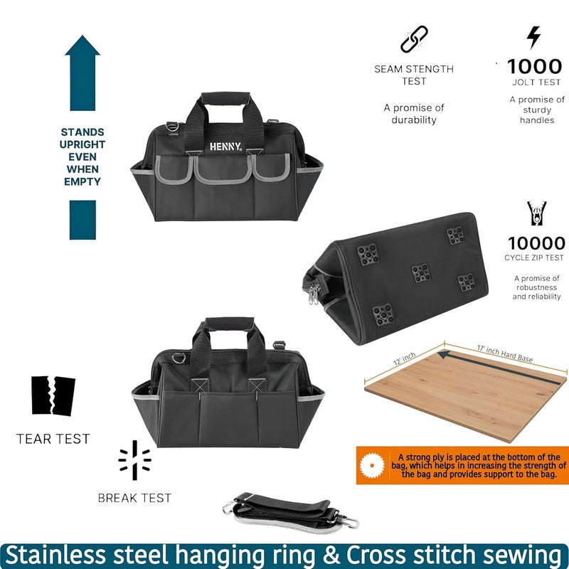HENNY BAGS HENNY BAGS Heavy Duty Tool Bag 18Inch 16Pocket Premium Urban CORD Professional Storage Organizer Large Zipper Strong Electrician Technician Industrial Multipurpose Tool Bag 750 days warranty  - Image 5