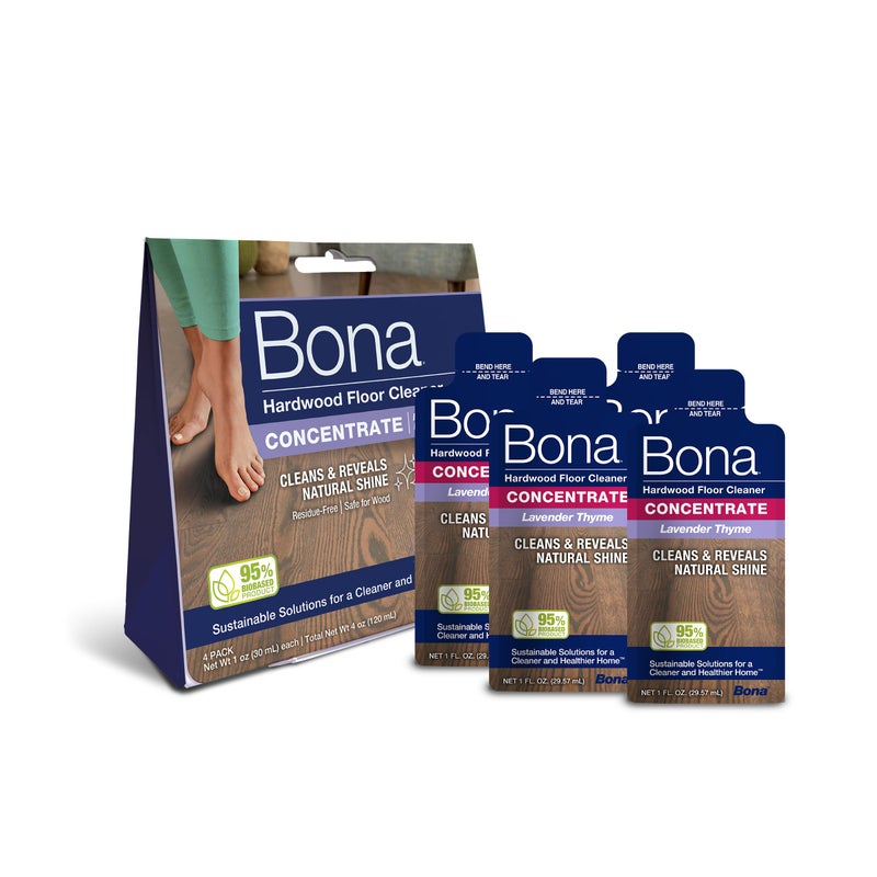 Bona Hardwood Floor Cleaner Concentrate, Lavender Thyme Scent, 1 fl oz, Pack of 4 (Makes 128 fl oz) - Residue-Free Floor Cleaning Concentrate Spray Mop and Spray Bottle Refill - For Wood Floors - Image 1