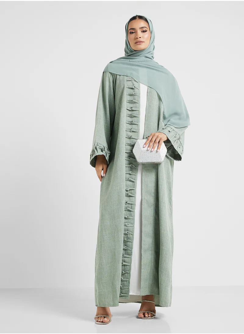 هيا كلوزيت Open front flared sleeve abaya