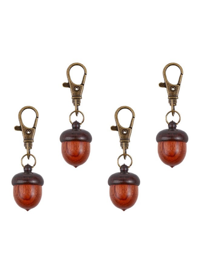 CHGCRAFT 4Pcs Wooden Acorn Box Keychain with Zinc Alloy Swivel Lobster Clasps Charm for DIY Keychain Necklace Crafting Jewelry Making Car Pendant Decorations, Camel - Image 1
