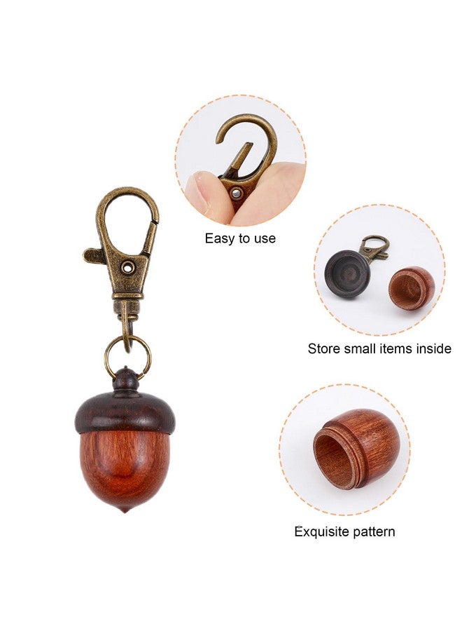 CHGCRAFT 4Pcs Wooden Acorn Box Keychain with Zinc Alloy Swivel Lobster Clasps Charm for DIY Keychain Necklace Crafting Jewelry Making Car Pendant Decorations, Camel - Image 4