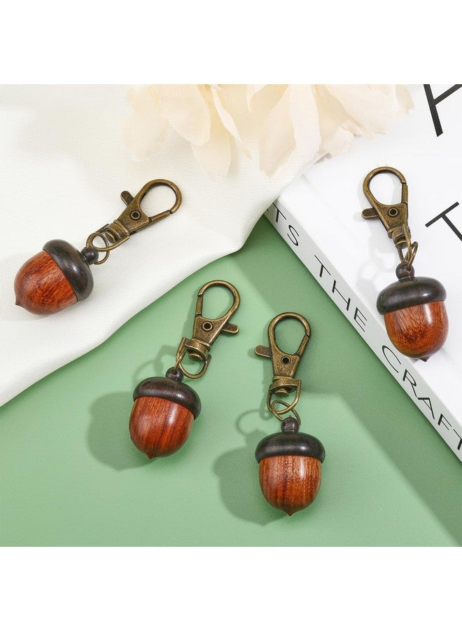 CHGCRAFT 4Pcs Wooden Acorn Box Keychain with Zinc Alloy Swivel Lobster Clasps Charm for DIY Keychain Necklace Crafting Jewelry Making Car Pendant Decorations, Camel - Image 5