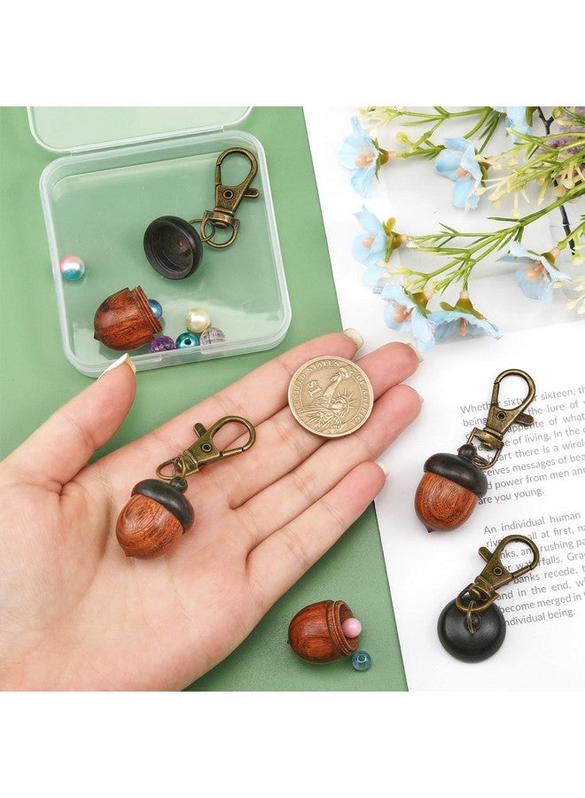 CHGCRAFT 4Pcs Wooden Acorn Box Keychain with Zinc Alloy Swivel Lobster Clasps Charm for DIY Keychain Necklace Crafting Jewelry Making Car Pendant Decorations, Camel - Image 3