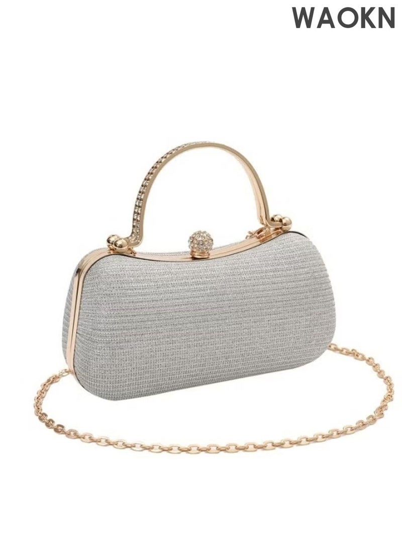 WAOKN Fashionable women's handbag, a delicate and compact shoulder bag made of metal material, durable and can be used as a shoulder chain crossbody bag. - Image 1