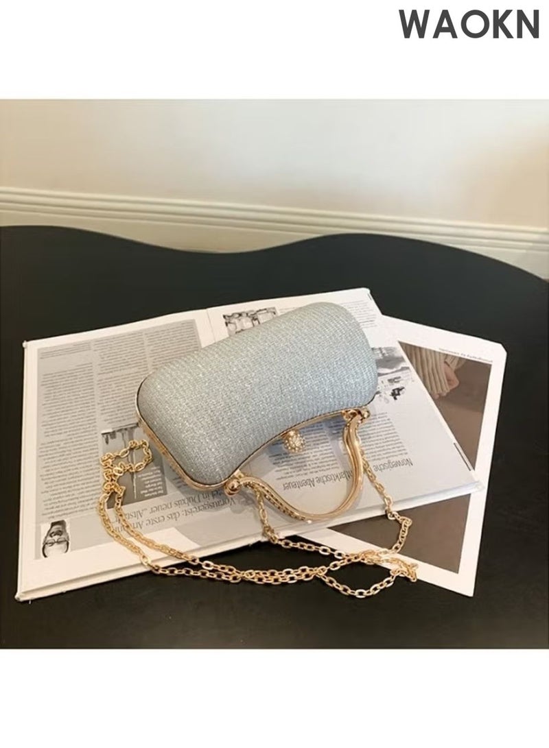 WAOKN Fashionable women's handbag, a delicate and compact shoulder bag made of metal material, durable and can be used as a shoulder chain crossbody bag. - Image 3