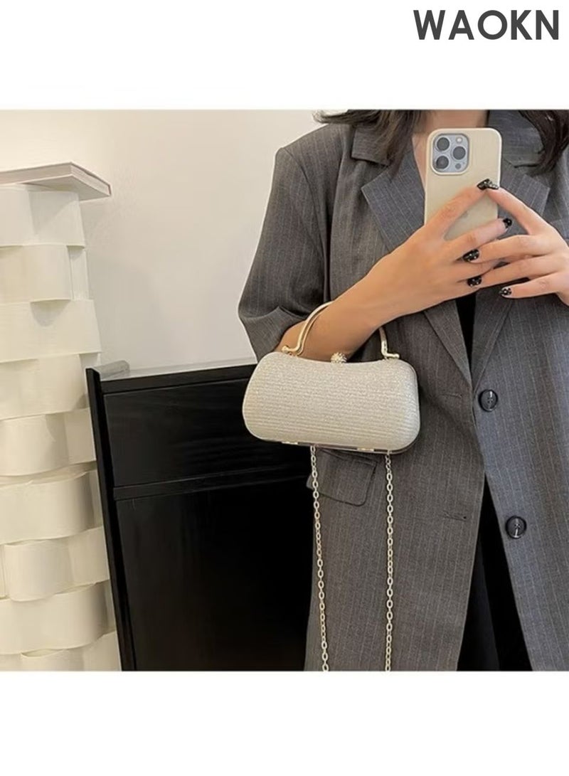 WAOKN Fashionable women's handbag, a delicate and compact shoulder bag made of metal material, durable and can be used as a shoulder chain crossbody bag. - Image 4
