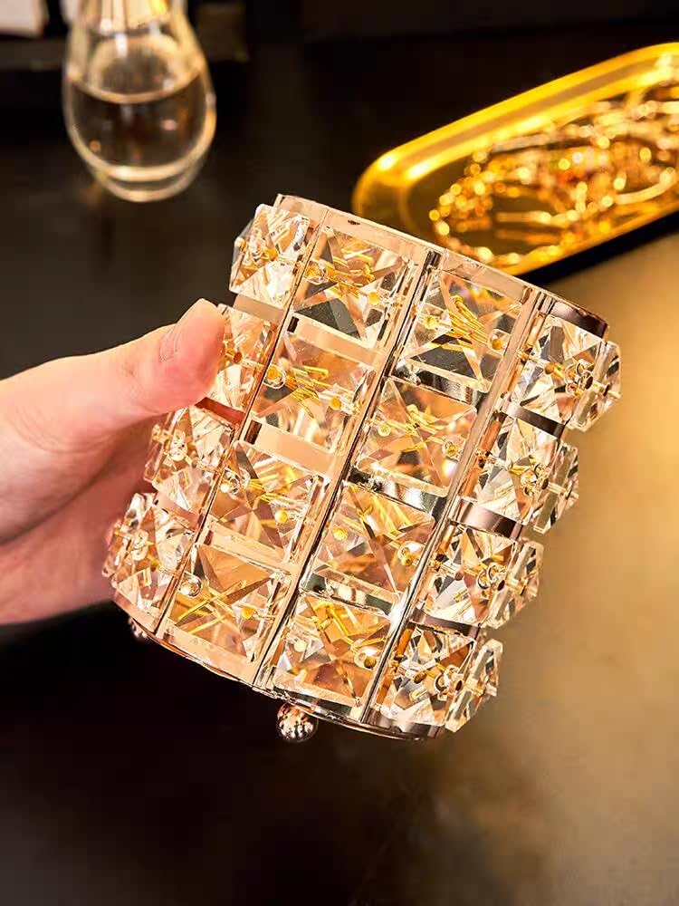 Josalinas Golden Crystal Makeup Brushes Holder Organizer For Cosmetics Comb Brushes  Eyebrow Pen Pencil Storage Case Container  Golden - Image 4