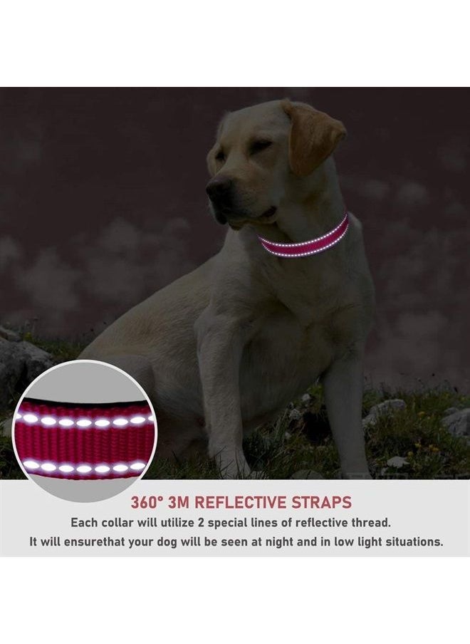 BOOMIBOO - Reflective Dog Collar with Buckle Adjustable Safety Nylon Collars for Small Medium Large Dogs, Red XS - Image 1
